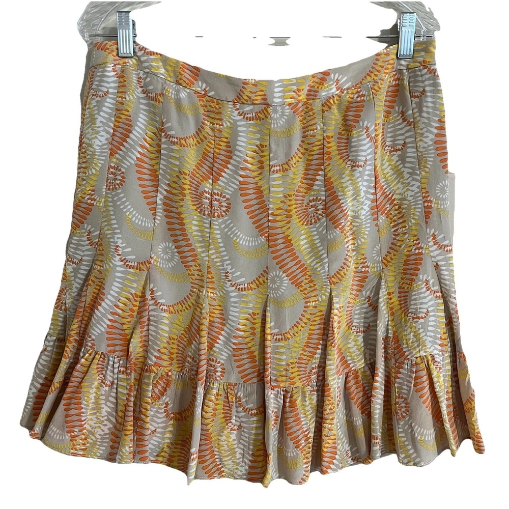 Y2K Silk Pleated Ruffle Above Knee Skirt Womens 12 Retro Playful Preppy Coquette